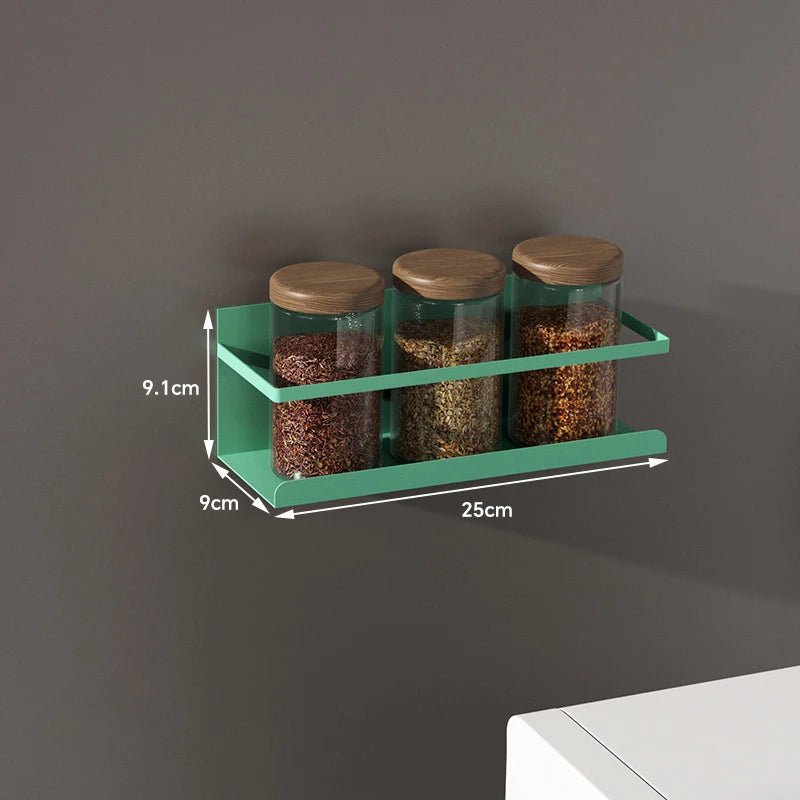 Magnetic Refrigerator Spice Rack Wall Mounted Stainless Steel Storage Shelf Organizer – Green