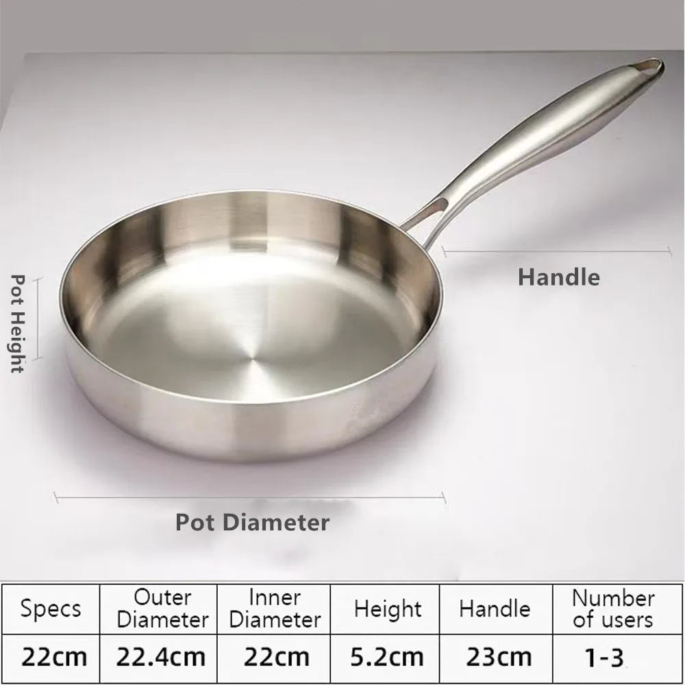 Frying Pan 22cm 316 Stainless Steel Wok Induction and Gas Compatible