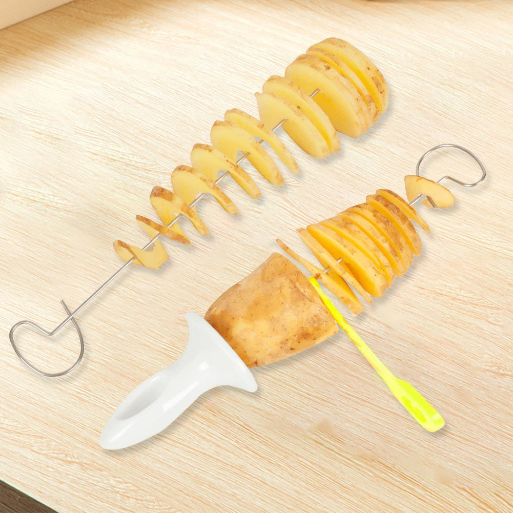 Tornado Potato Slicer Manual Spiral Cutter Stainless Steel Blade with 4 Skewers