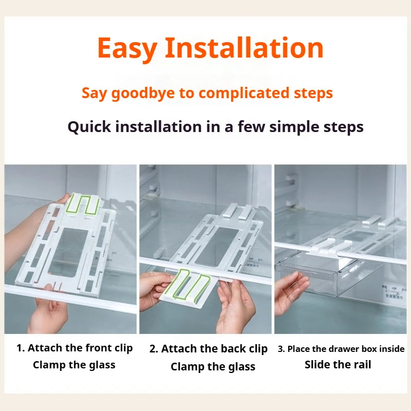 Small Pull-Out Refrigerator Organizer Drawer Clear Fridge Storage Bin