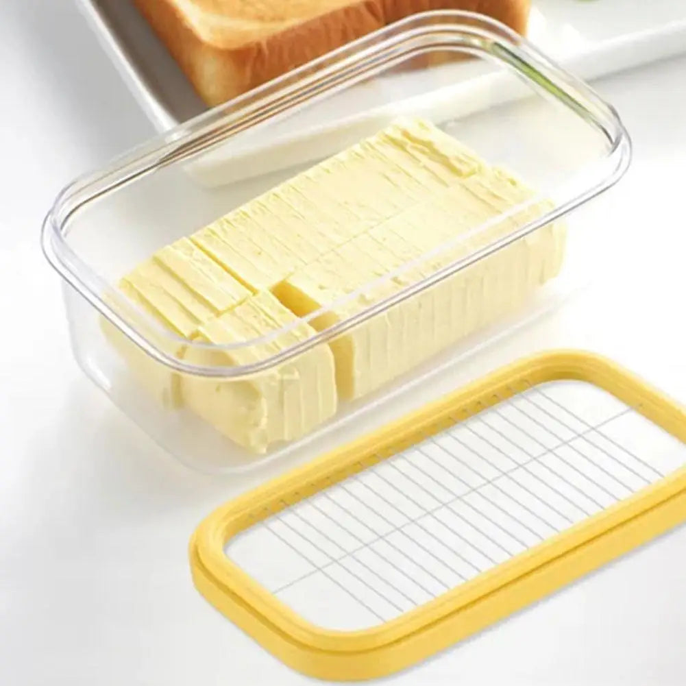 Butter Storage Container with Cutter 200g Cheese Keeper Food Storage Box for Refrigerator – Yellow