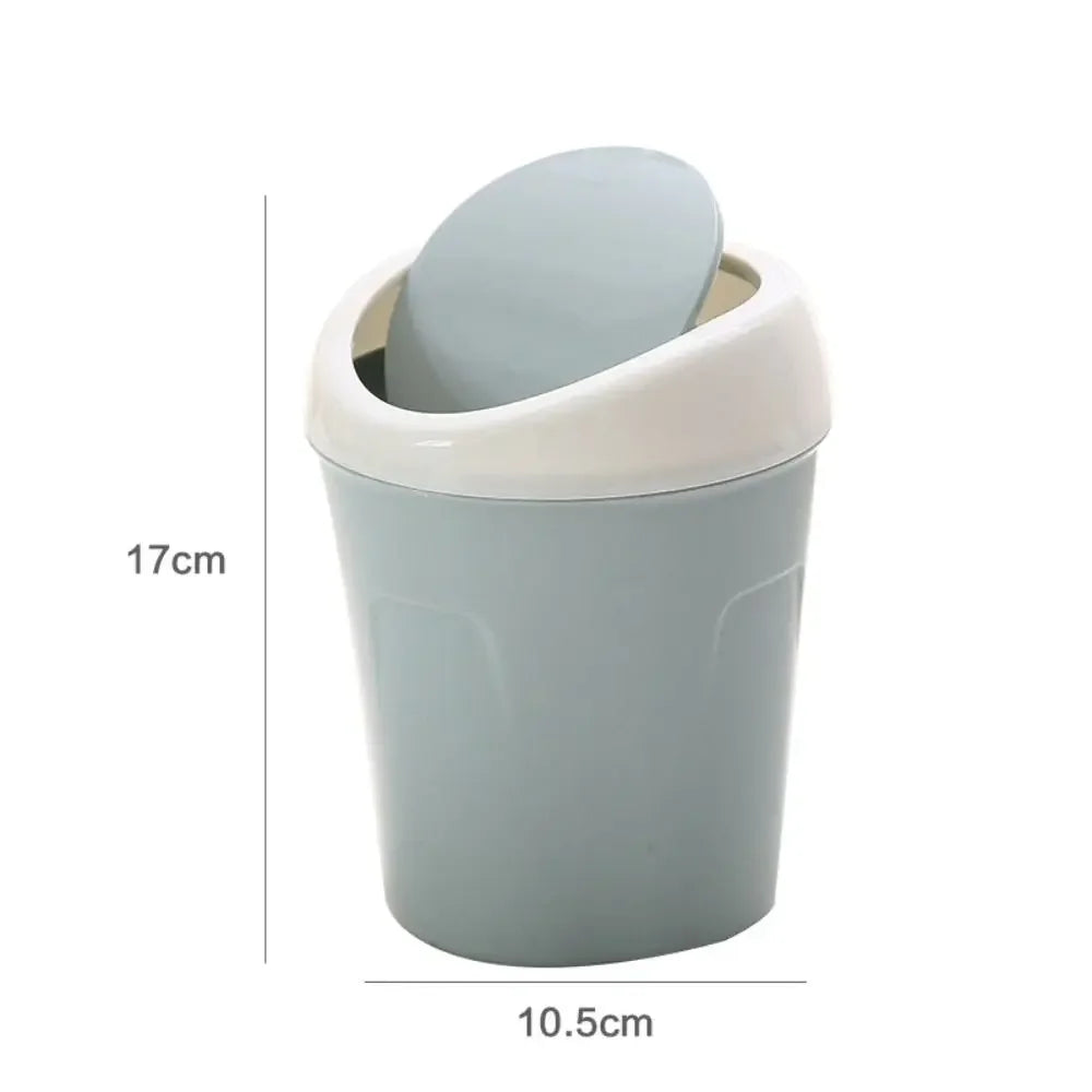Mini Rubbish Bin Swing Lid Small Plastic Waste Bin for Bedroom & Office - Blue