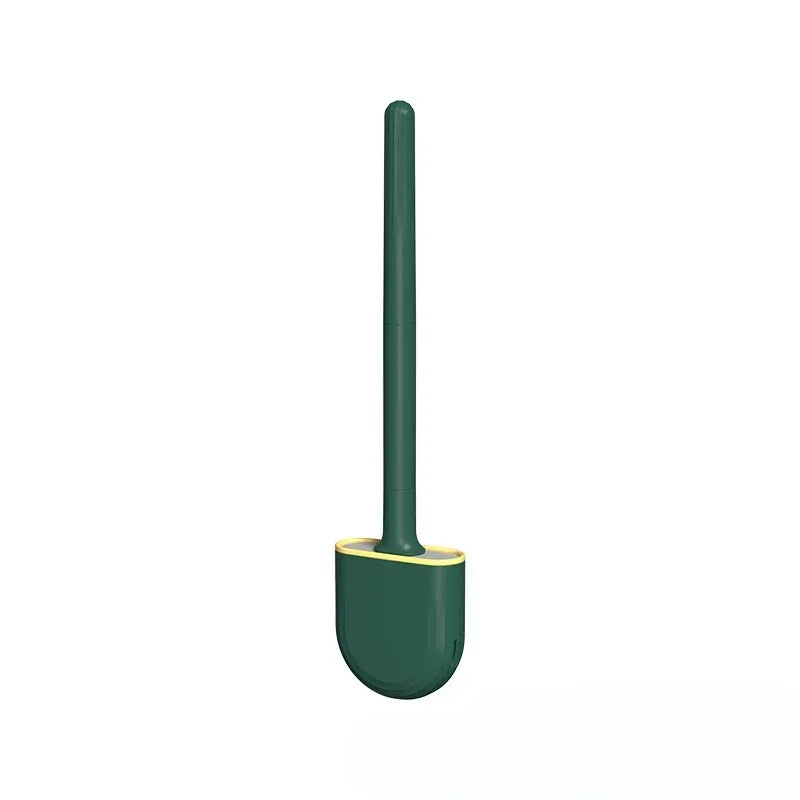 Silicone Toilet Brush with Holder Leakproof Wall Mounted Bathroom Cleaning Brush – Green