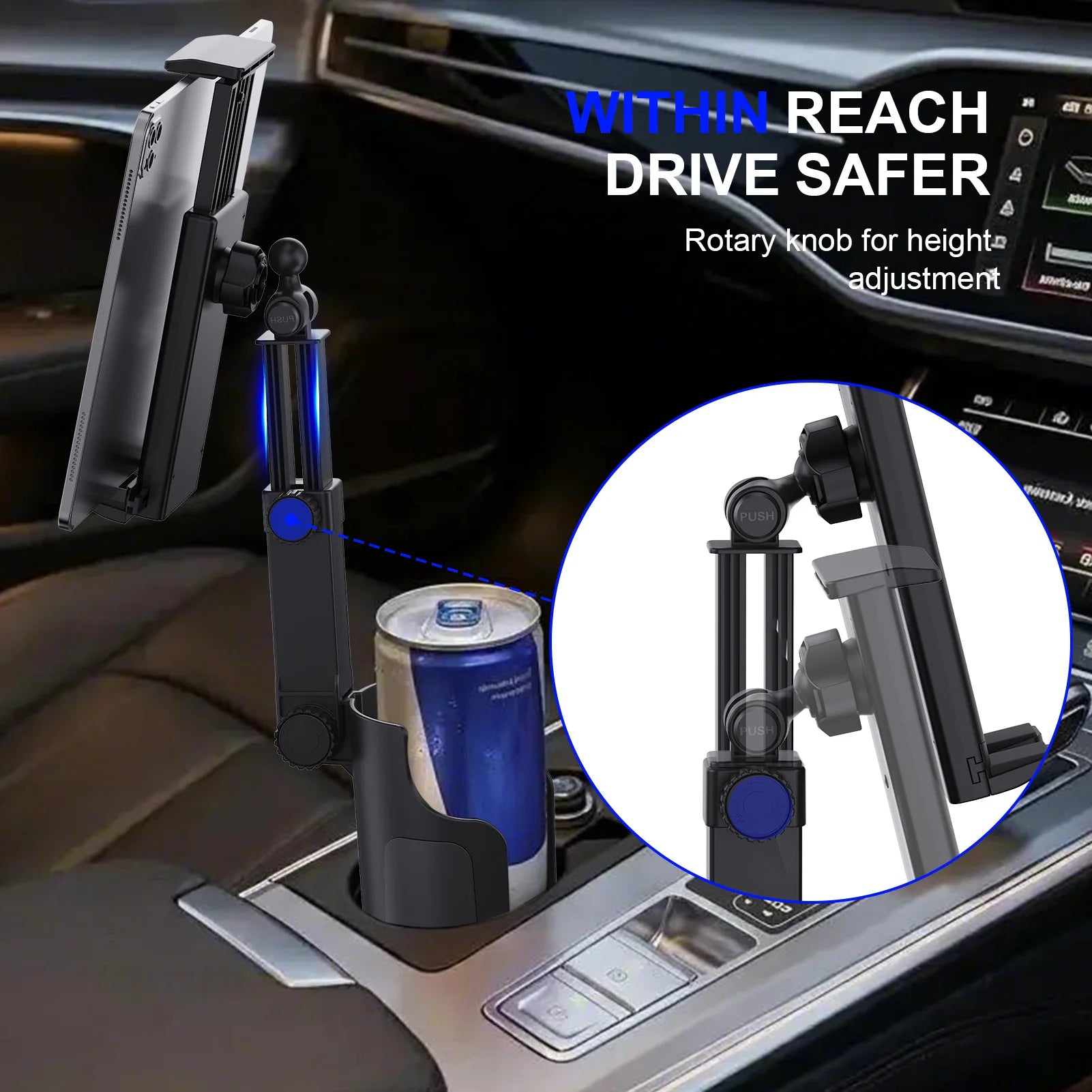 Tablet Phone Holder 4-14 Inch Adjustable Cup Holder Mount Foldable Rotating Viewing Stand