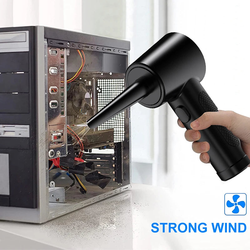 Cordless Air Duster Electric Blower 51000RPM Wireless Dust Cleaning Tool with Nozzles Black