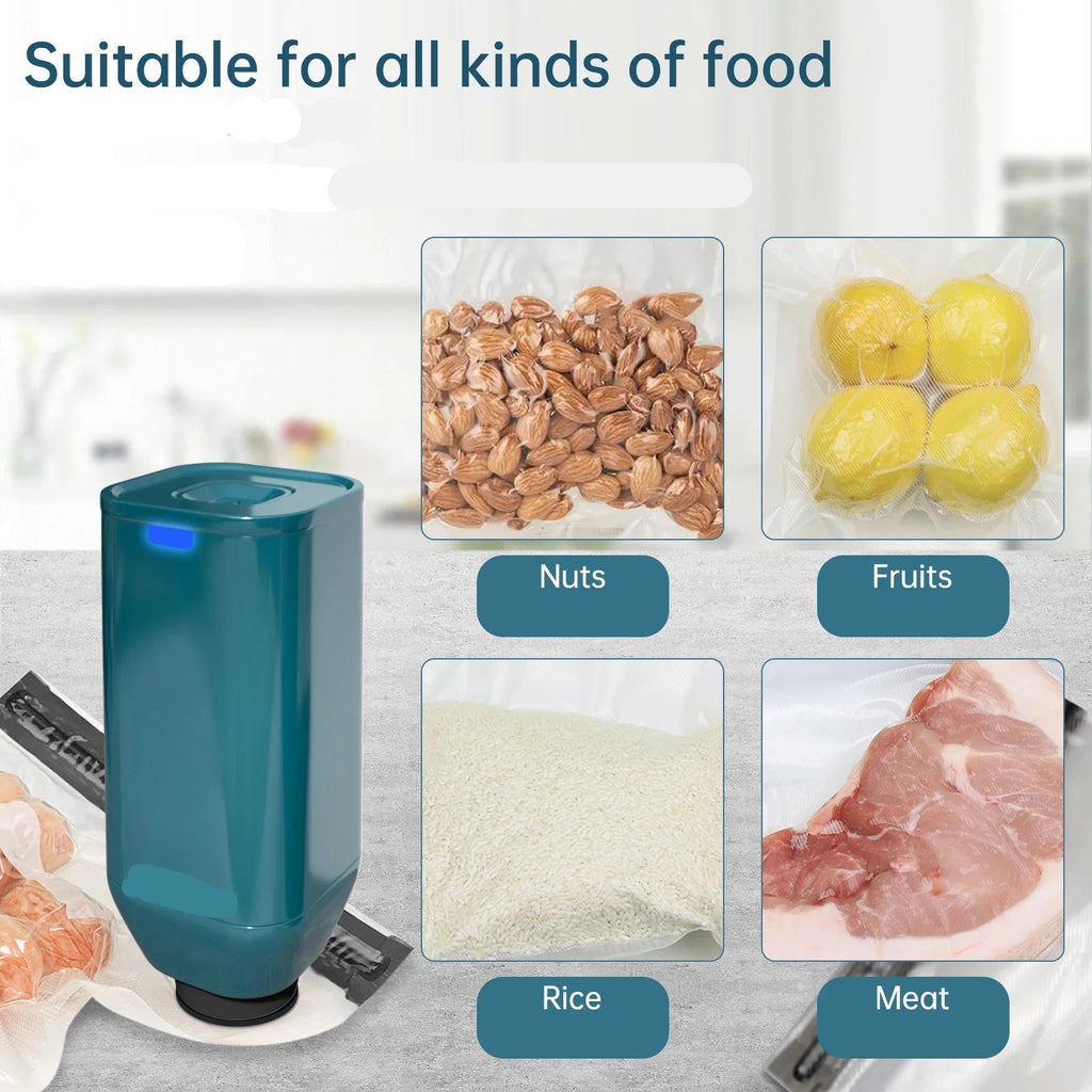 Handheld Vacuum Food Sealer with USB Rechargeable Pump and Reusable Sous-Vide Bags - Set 2