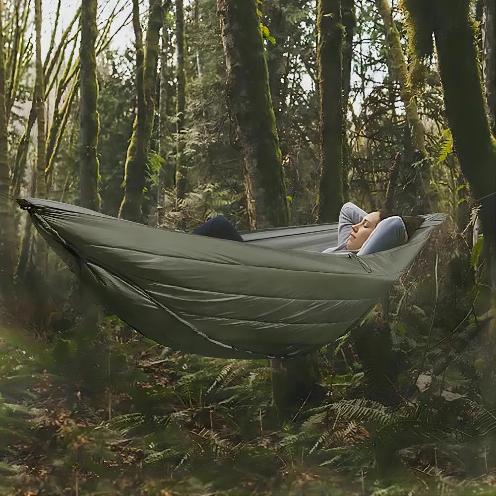 Camping Hammock Cover Multifunction Outdoor Warm Underquilt Poncho - Green