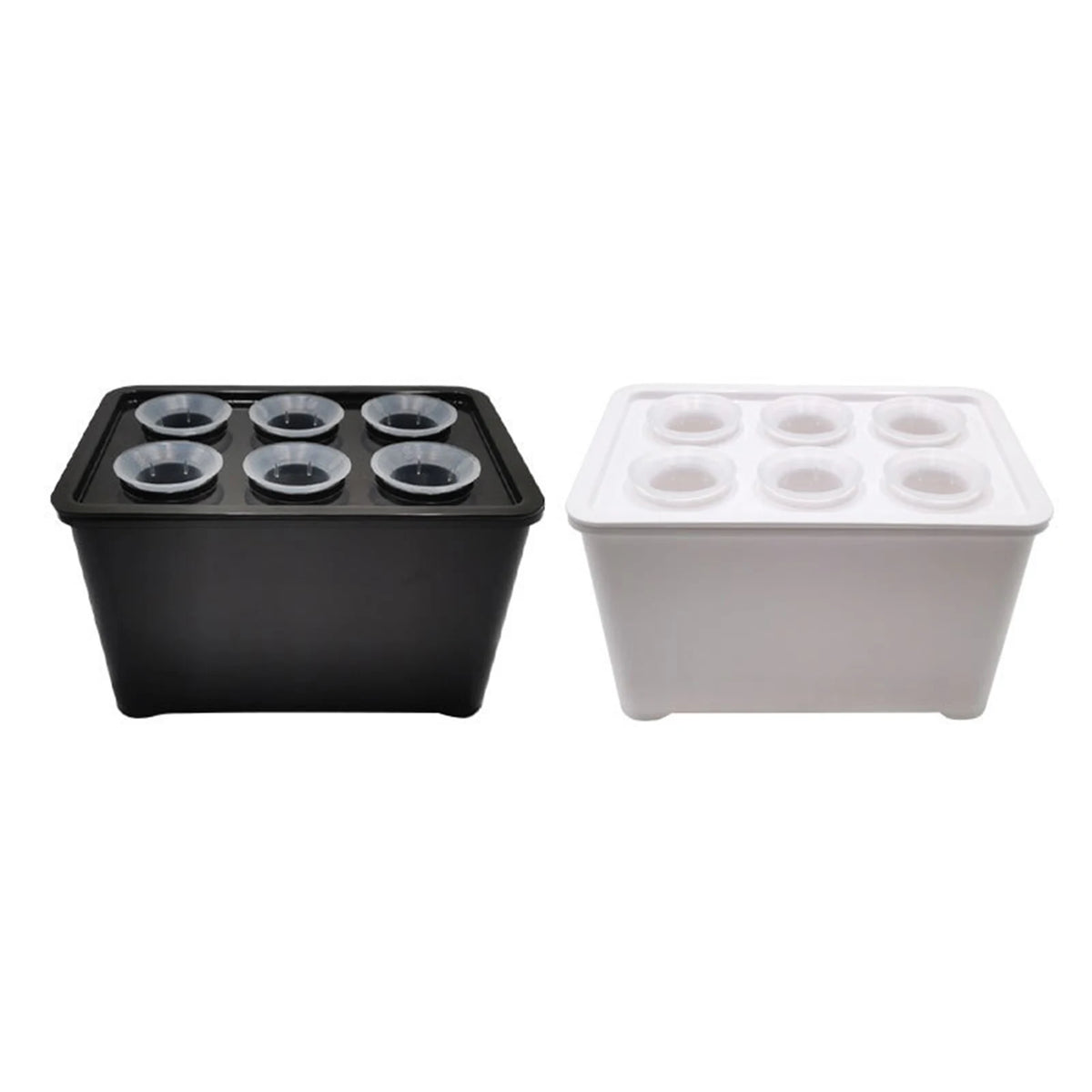 4Pcs Hydroponic Grower Box With Lid PP Indoor Planting Container - Black