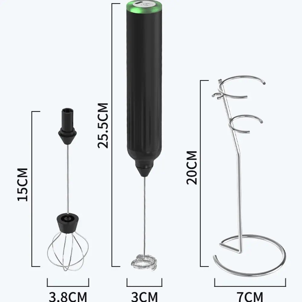 Electric Milk Frother 3-Speed USB Rechargeable Coffee Foamer Whisk Mixer with Stand – Green