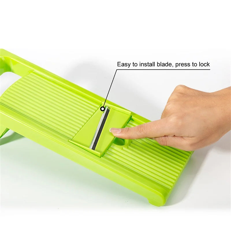 Mandoline Slicer Stainless Steel Vegetable Cutter with 6 Interchangeable Blades Storage Box – Green