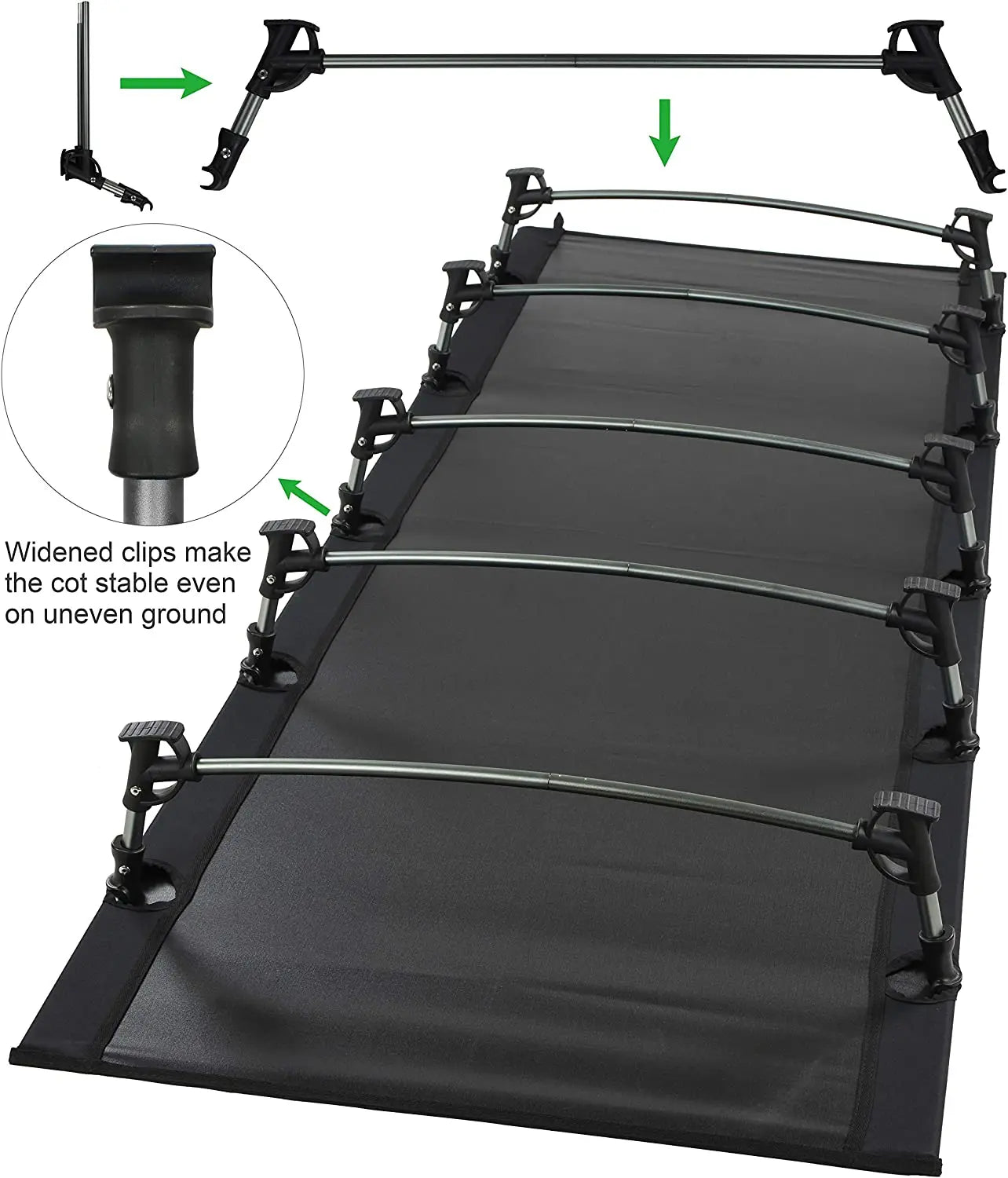 Ultralight Outdoor Folding Camping Cot 190x65cm Aluminum Alloy Travel Bed - Black