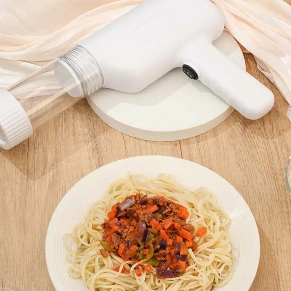 Electric Noodle Machine Handheld Cordless Pasta Maker 6 Moulds Dough Pressing Tool – White