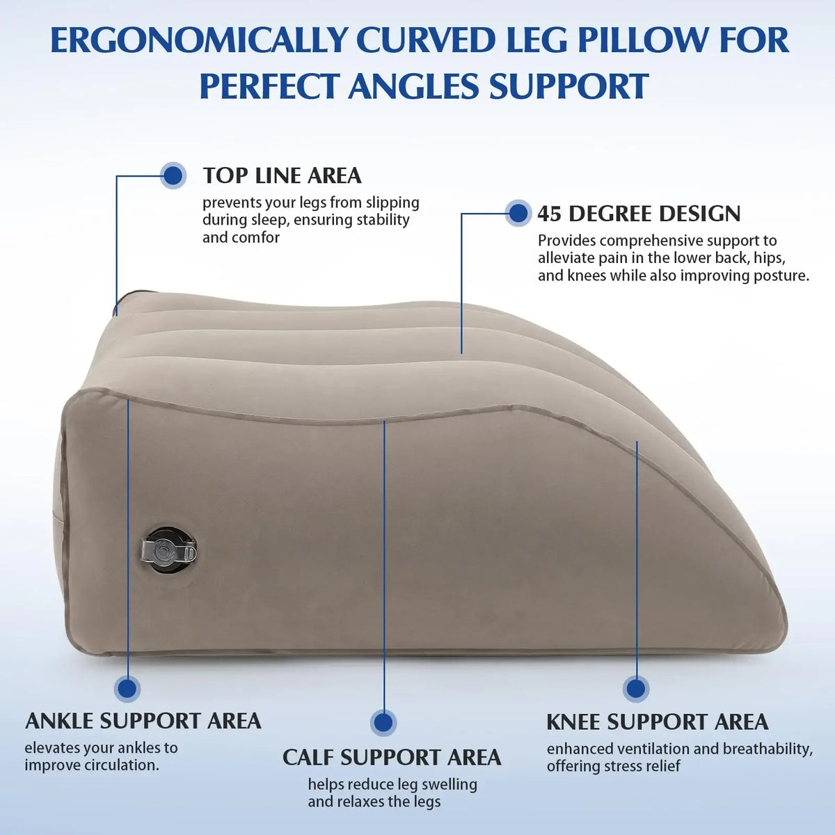 Inflatable Leg Elevation Pillow Ergonomic Wedge Support Cushion for Post-Surgery Recovery – Grey