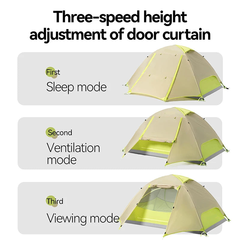 Camping Tent 2 Person Lightweight Waterproof Trekking Tent 3 Season - Green