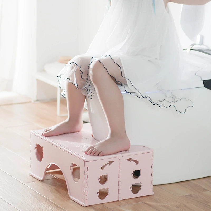 Foldable Toilet Squat Stool 7 Inch Non Slip Bathroom Foot Stool Portable Step Stool – Blue
