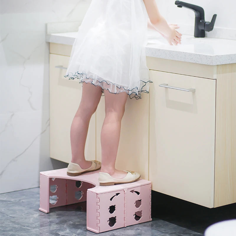Foldable Toilet Squat Stool 7 Inch Non Slip Bathroom Foot Stool Portable Step Stool – Blue
