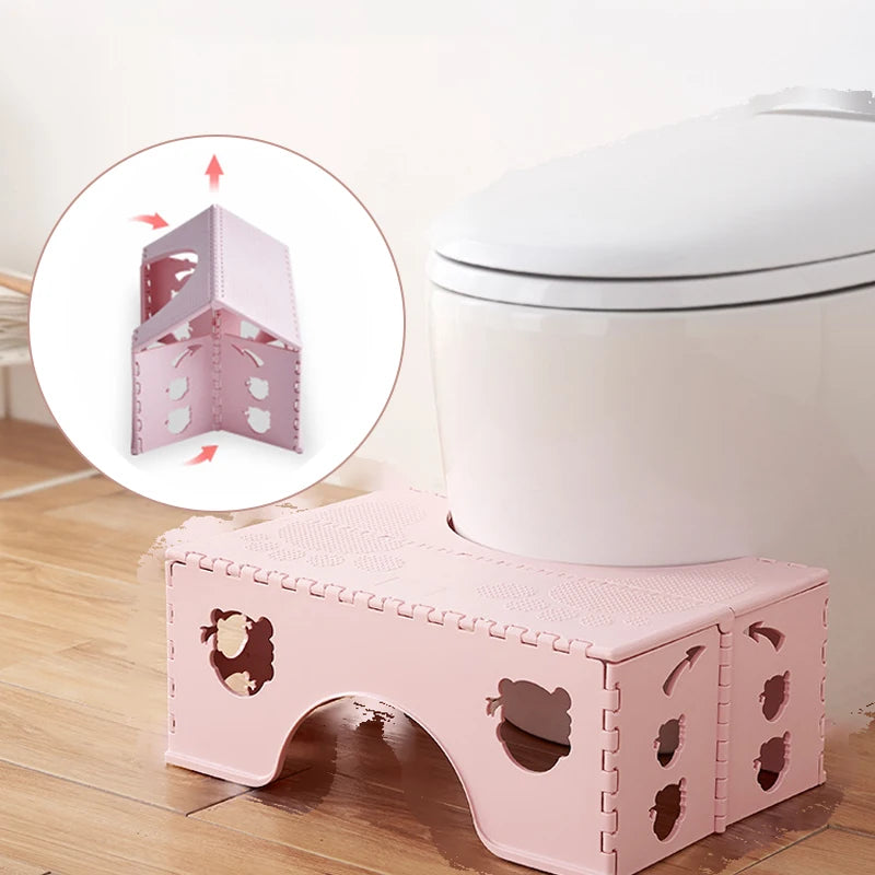 Foldable Toilet Squat Stool 7 Inch Non Slip Bathroom Foot Stool Portable Step Stool – Blue