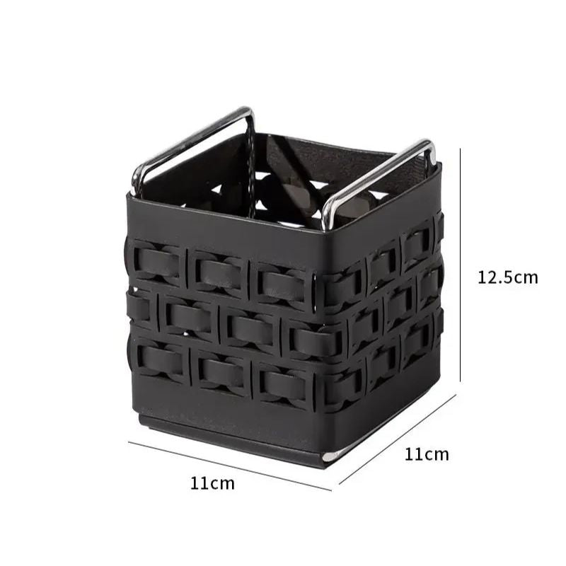 Storage Basket Desktop Organiser with Metal Frame for Home and Office - Black