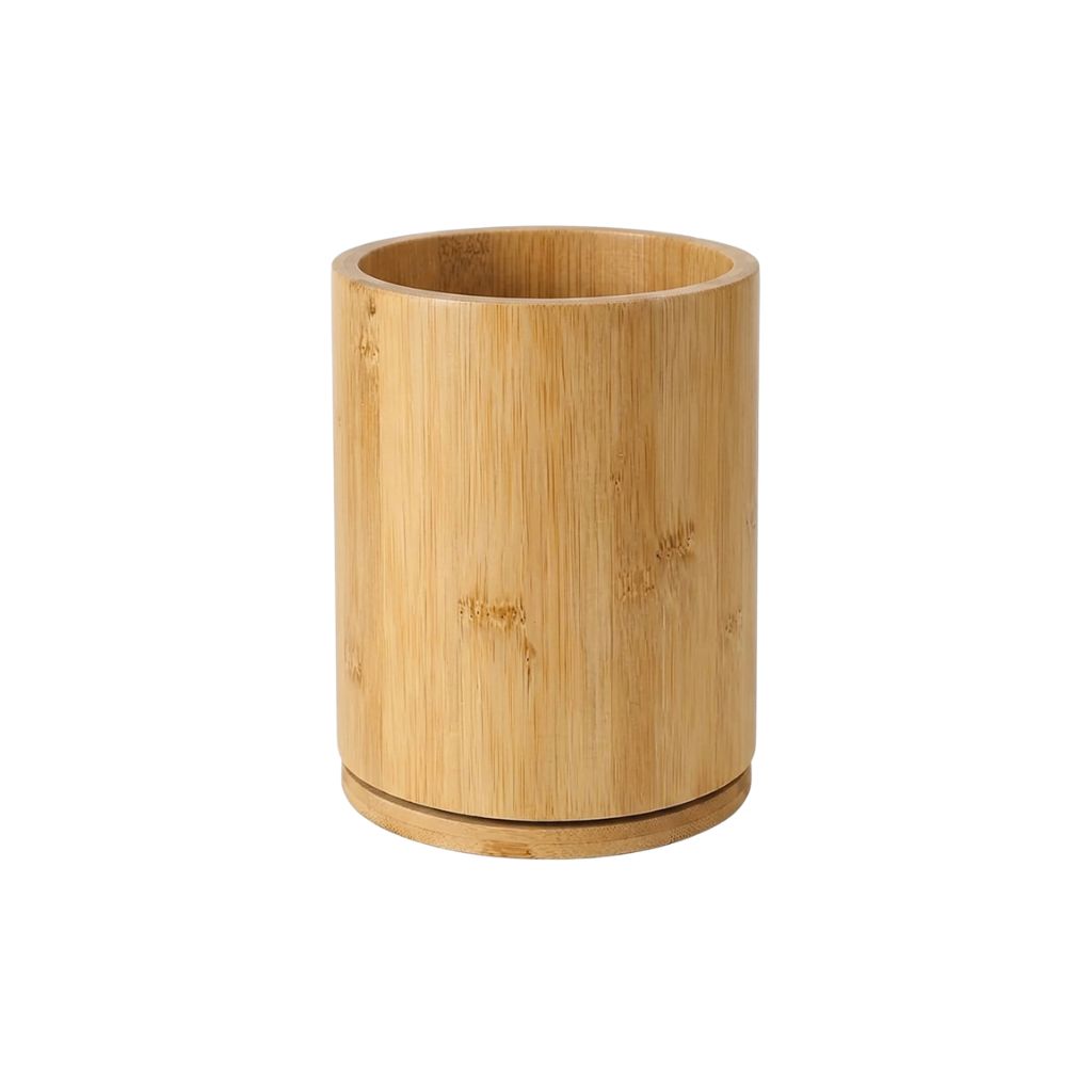 Utensil Holder 360° Rotating Wooden Kitchen Storage Rack Countertop Organiser - Natural Wood