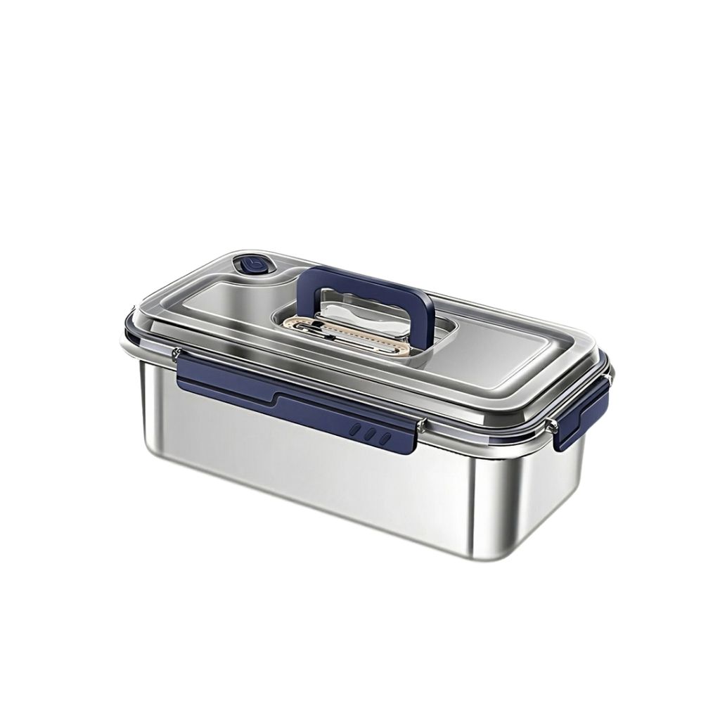 Food Storage Container 5.6L 304 Stainless Steel Airtight Lid with Date Indicator and Locking Clips