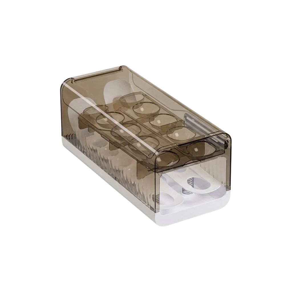Egg Storage Box Sliding Dispenser with Visible Design - Black