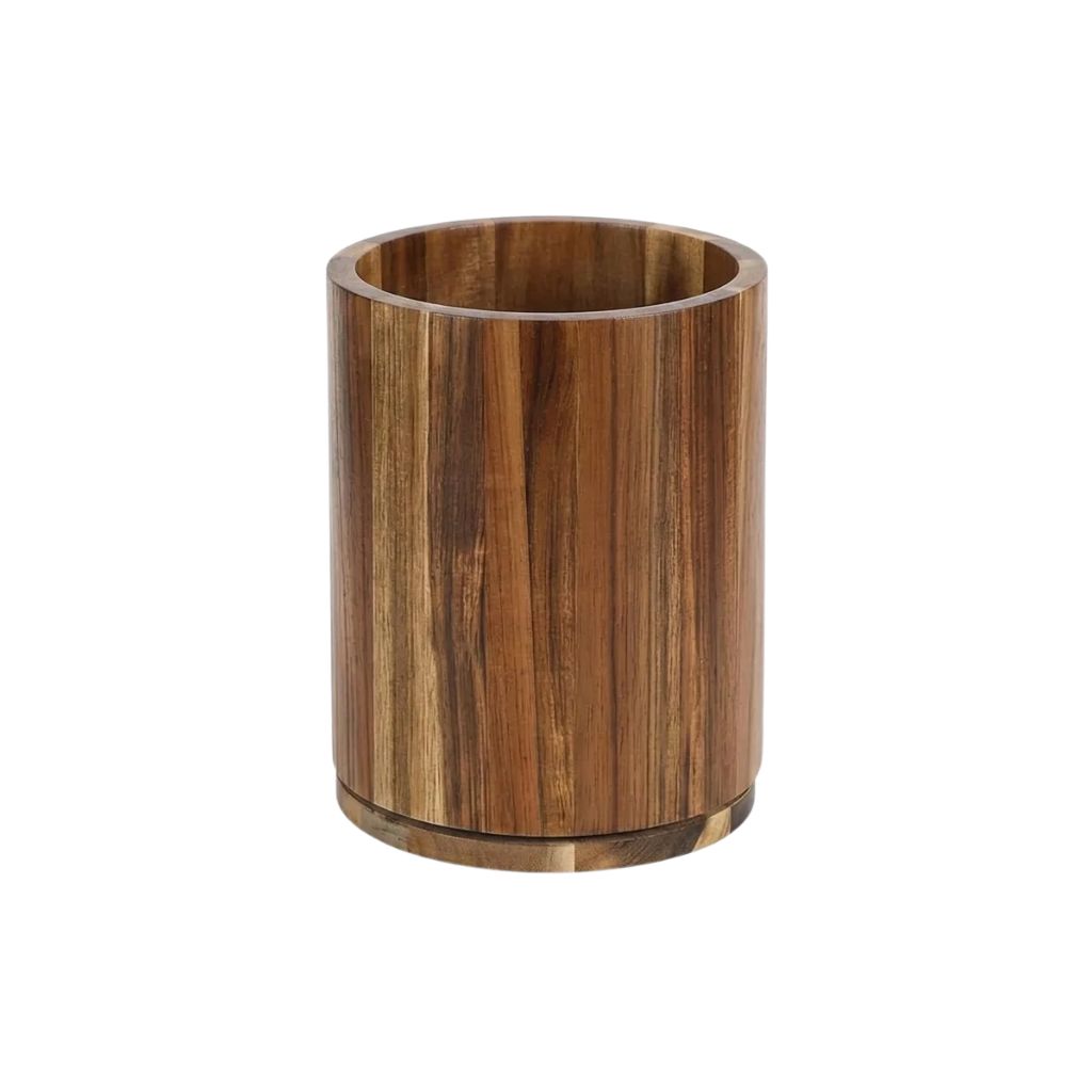 Utensil Holder 360° Rotating Wooden Kitchen Storage Rack Countertop Organiser - Natural Wood