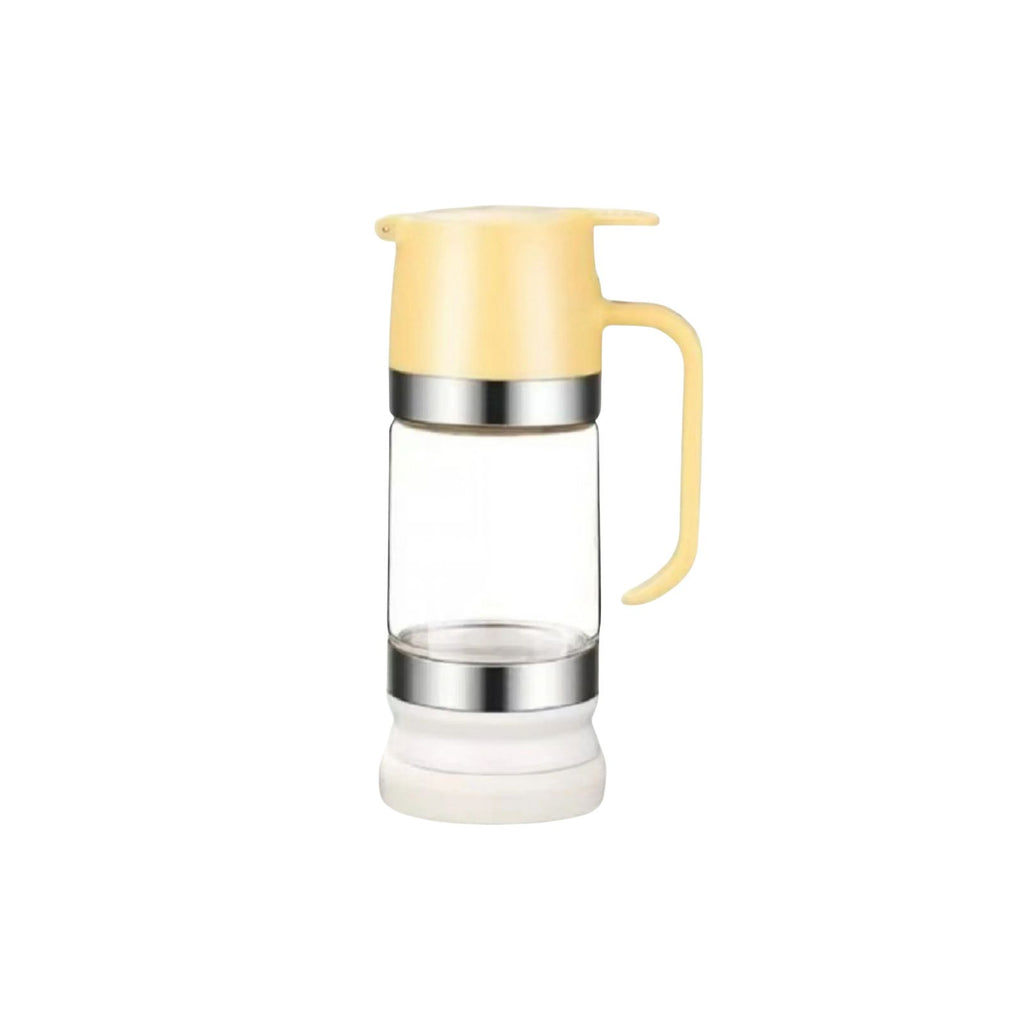 Honey Dispenser 300mL Press Type Glass Jar No Drip Liquid Dispenser with Handle - Yellow