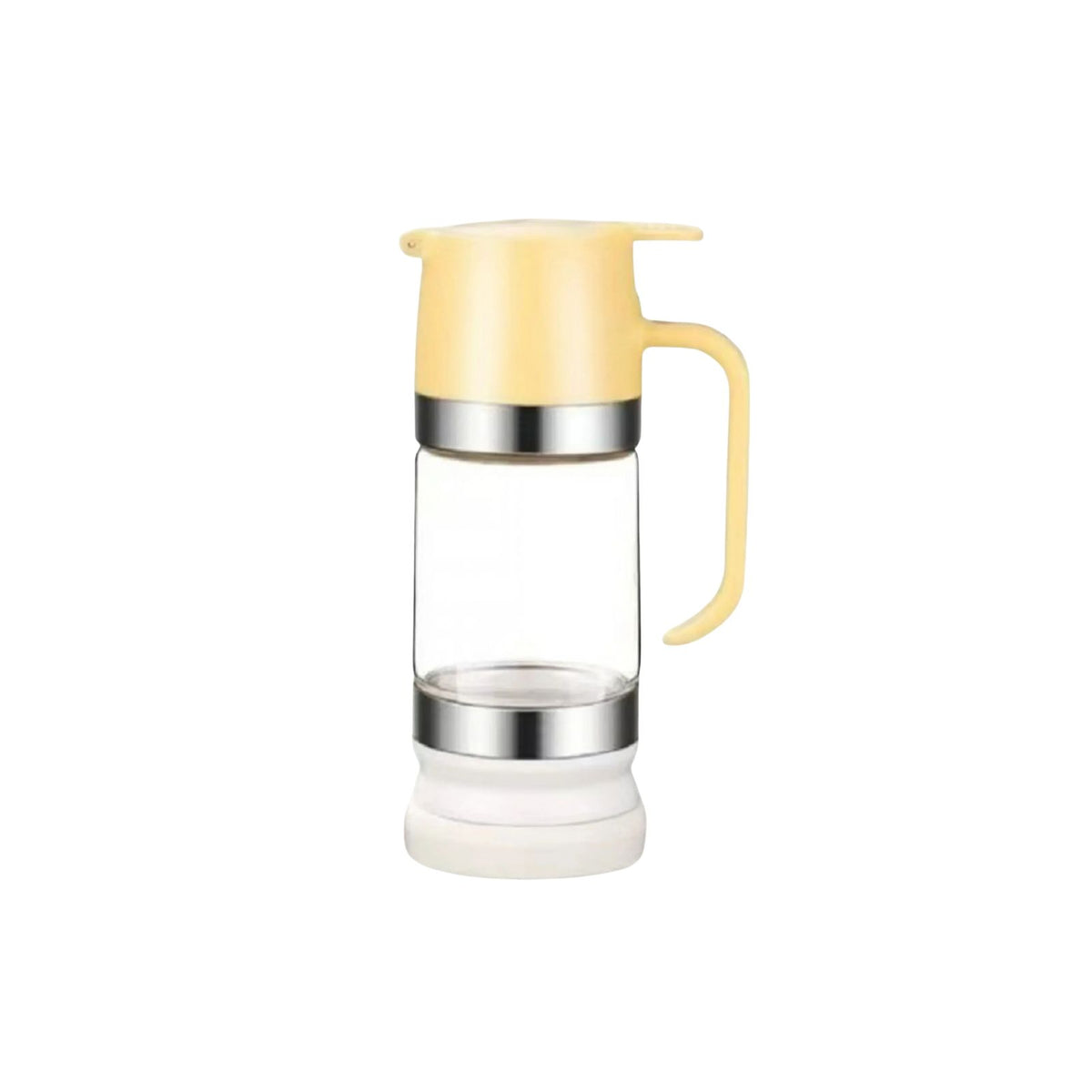 Honey Dispenser 300mL Press Type Glass Jar No Drip Liquid Dispenser with Handle - Yellow