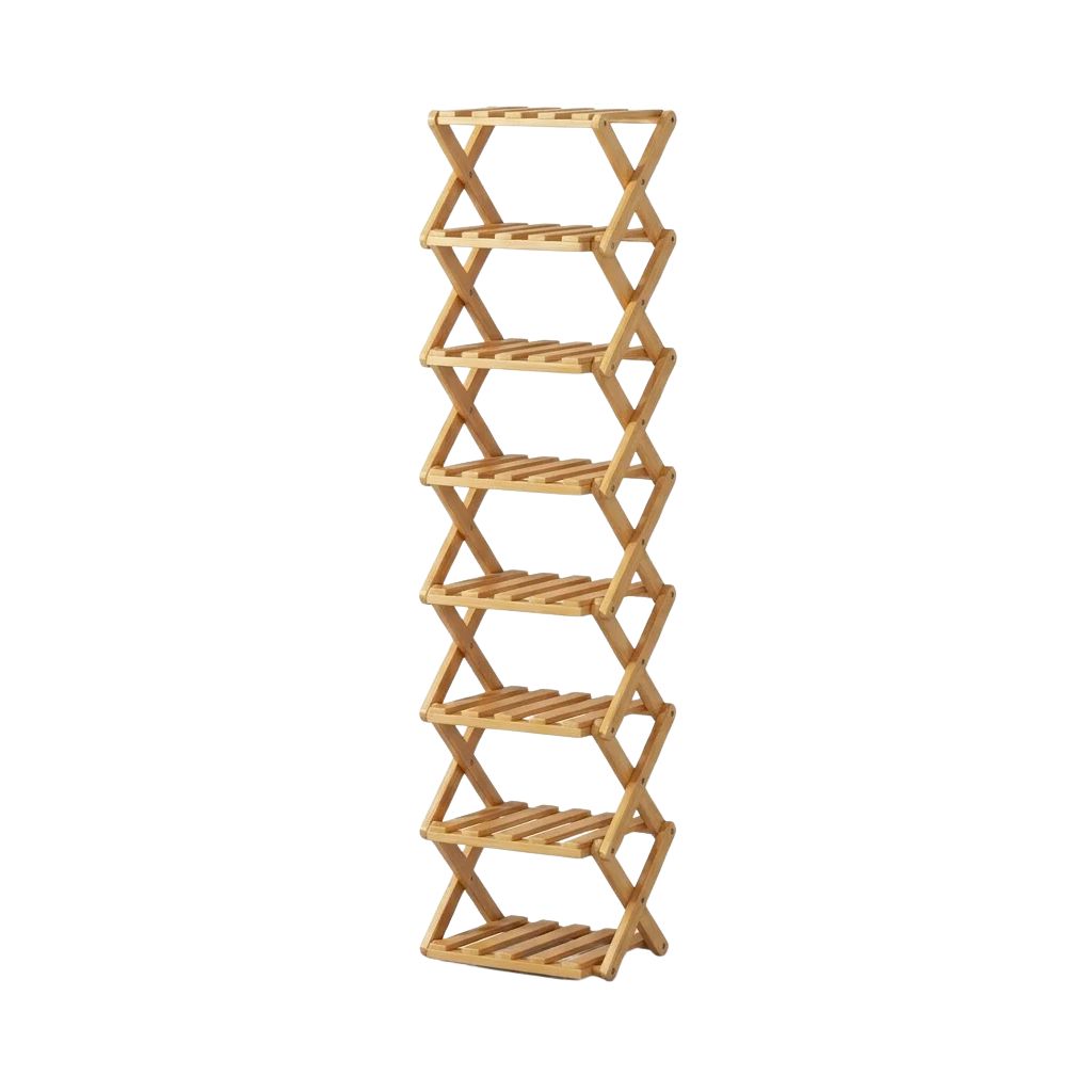 Shoe Rack 8 Tier Foldable Bamboo Storage Organiser for Entryway and Bedroom