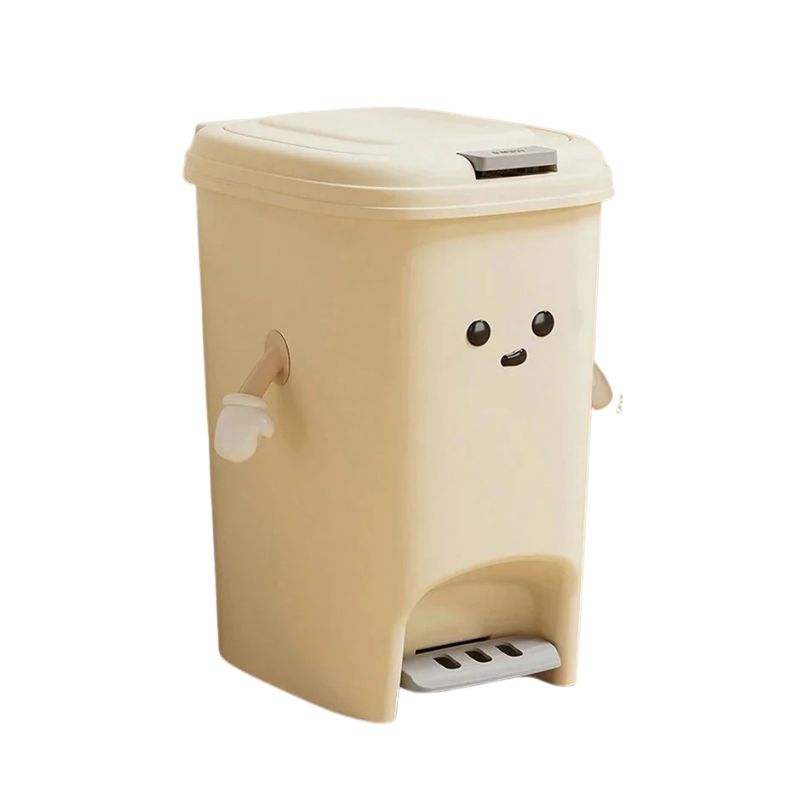 Pedal Bin 15L Slim Plastic Rubbish Bin with Lid for Kitchen & Bathroom - White