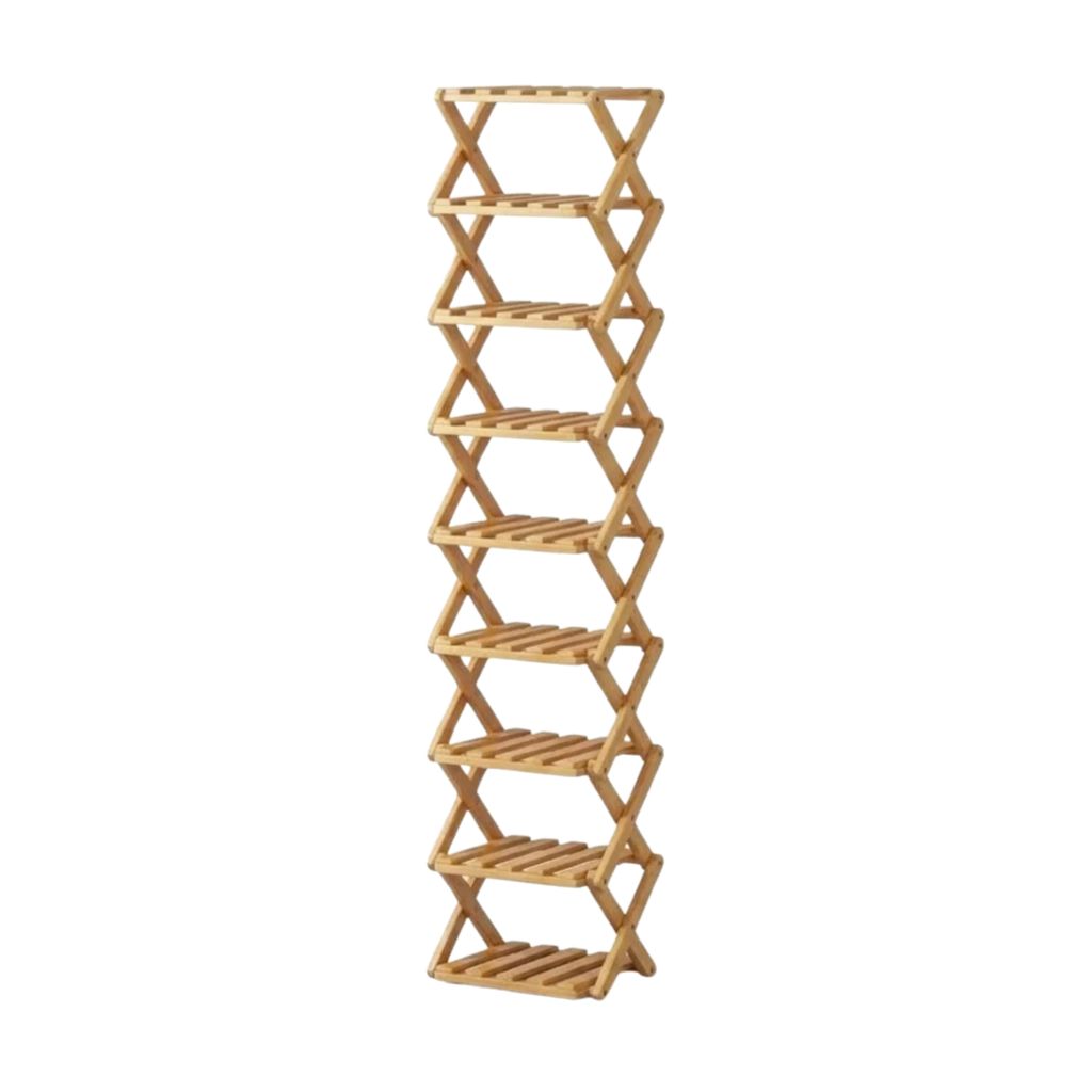 Shoe Rack 8 Tier Foldable Bamboo Storage Organiser for Entryway and Bedroom