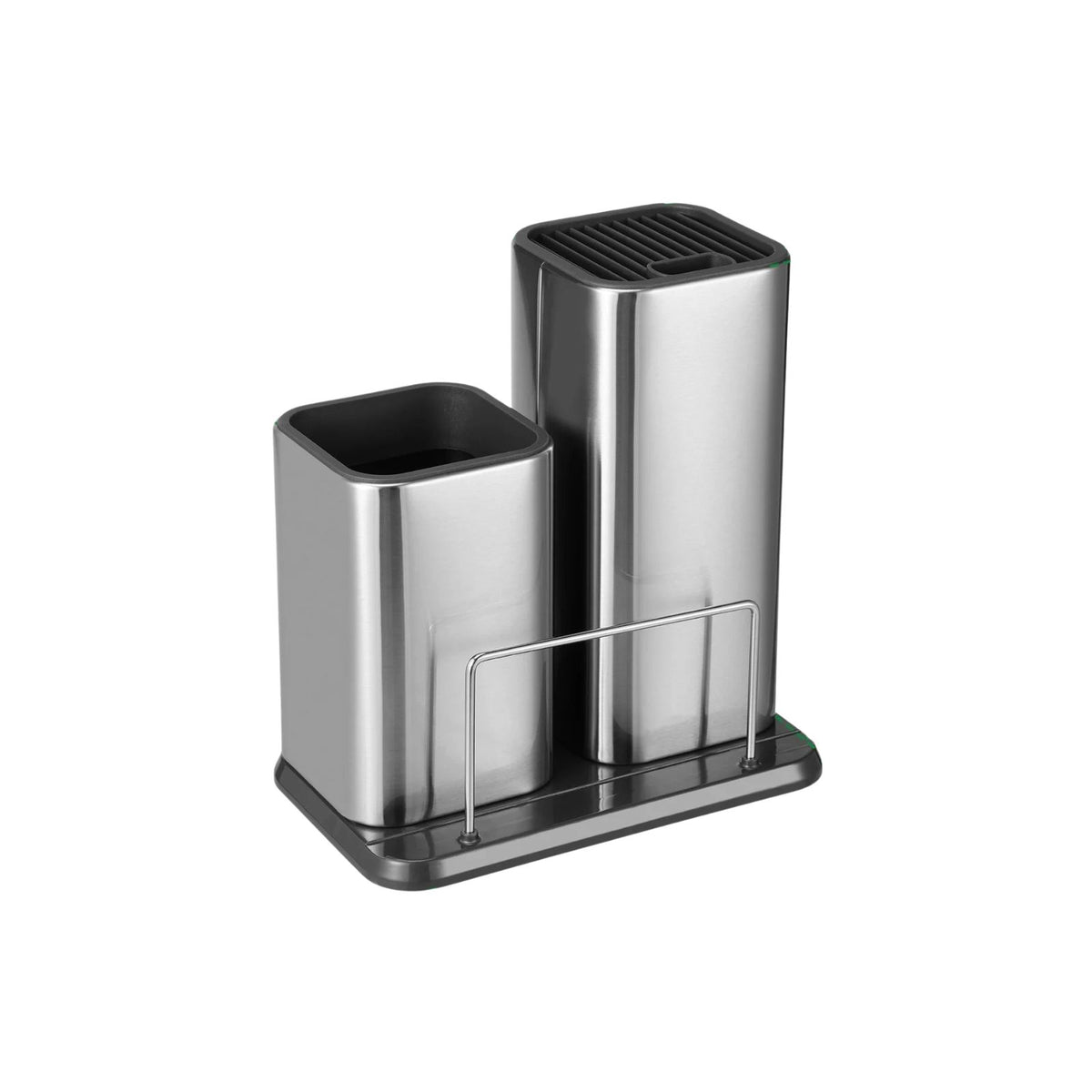 Knife and Utensil Holder 22 cm Stainless Steel Countertop Cutlery Organiser with Removable Sections