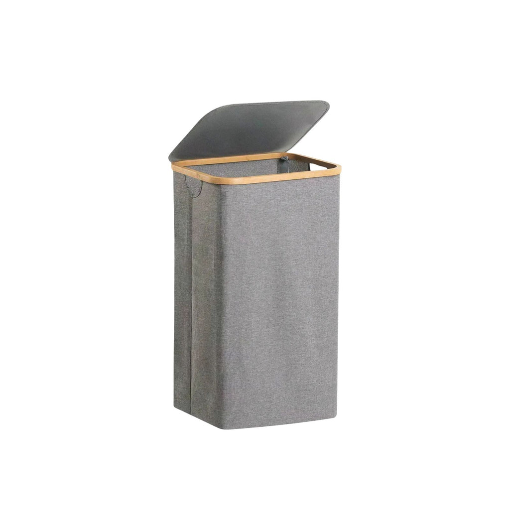 Laundry Basket 100L Foldable Clothes Hamper with Lid and Removable Inner Bag - Grey