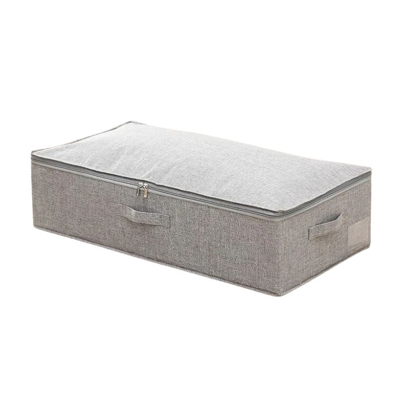 Under Bed Storage Box 76 × 40 × 17 cm Foldable Fabric Organiser with Lid - Grey