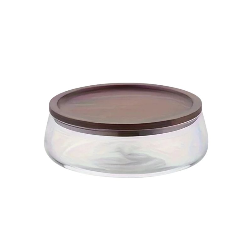 Glass Storage Canister Wooden Lid Wide Food Container Airtight Kitchen Pantry Jar