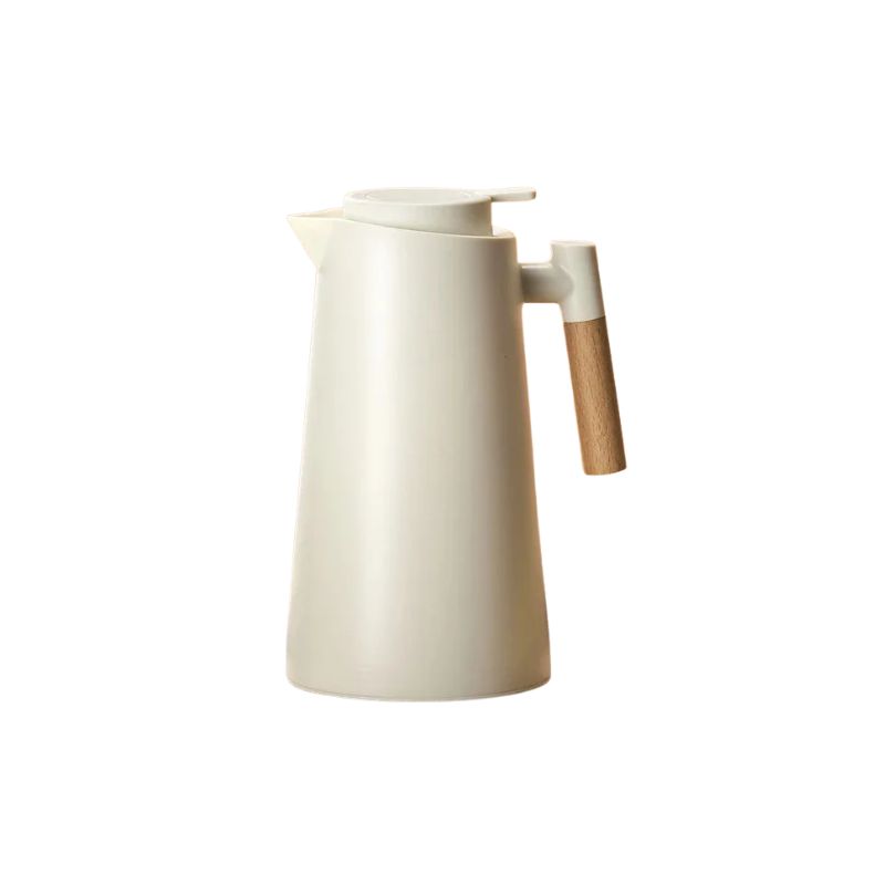 Thermos Flask 1L Glass-Lined Jug with Handle and Digital Temp Display - White