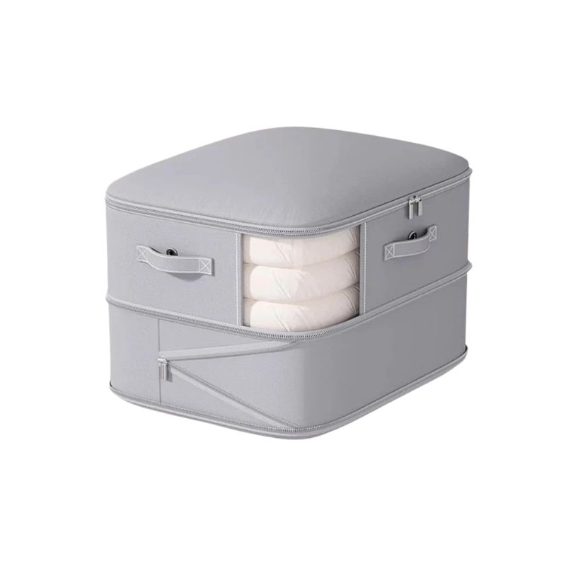 Quilt Storage Bag Large Capacity Foldable Clothing Organiser with Zipper - Grey