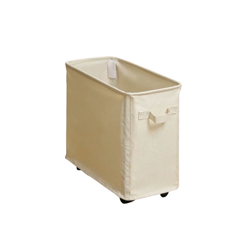 Laundry Basket on Wheels 35 × 20 × 40 cm Foldable Fabric Clothes Hamper - White