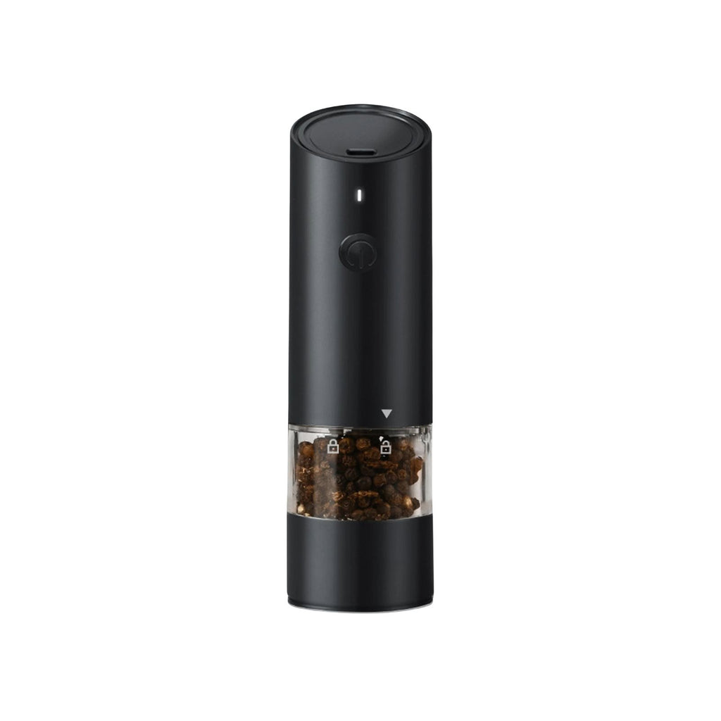 Electric Spice Mill 16.9 cm Rechargeable Adjustable Coarseness with Built-In Light - Black