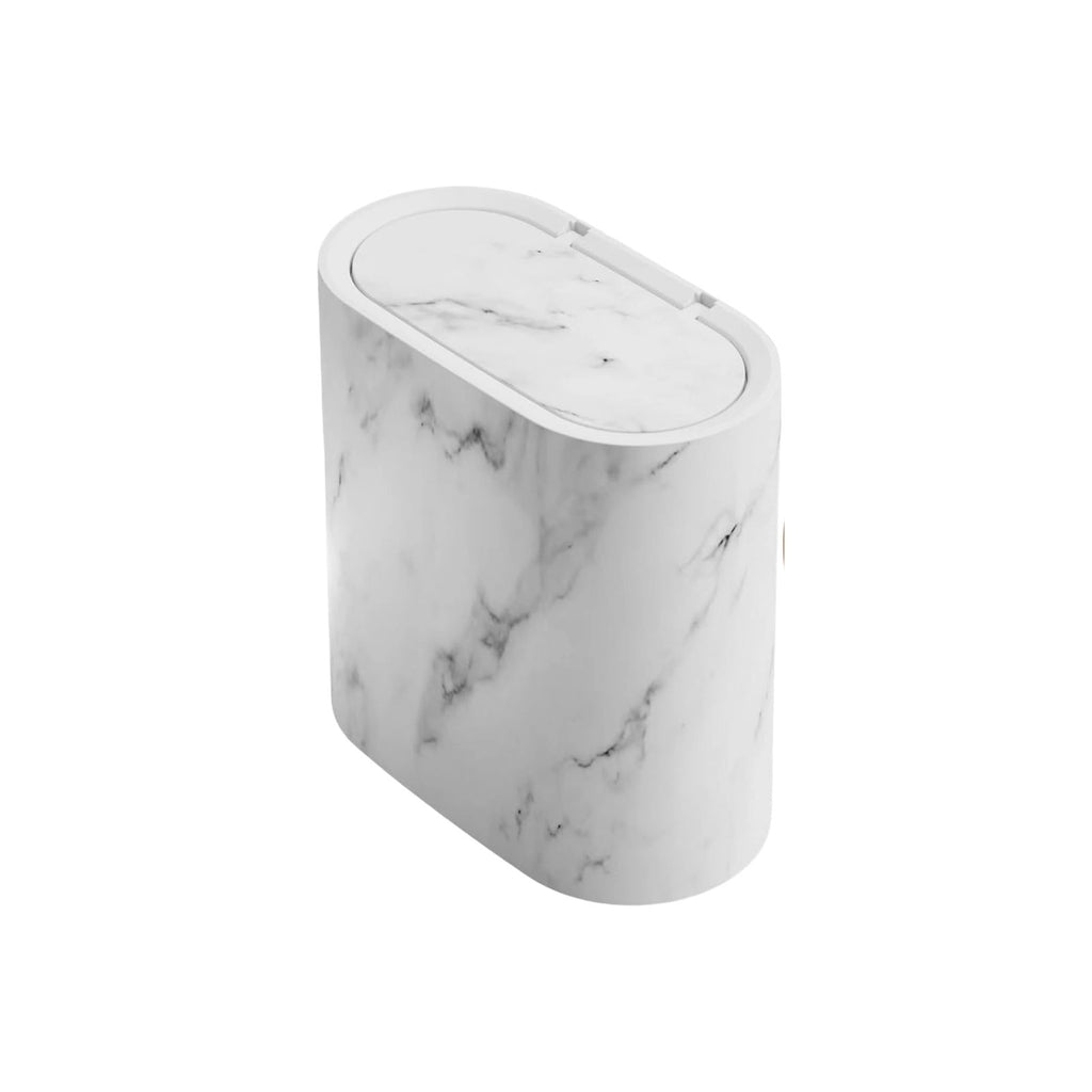 Rubbish Bin with Rolling Lid 29 × 29.5 × 16 cm PVC Bathroom Waste Bin - White