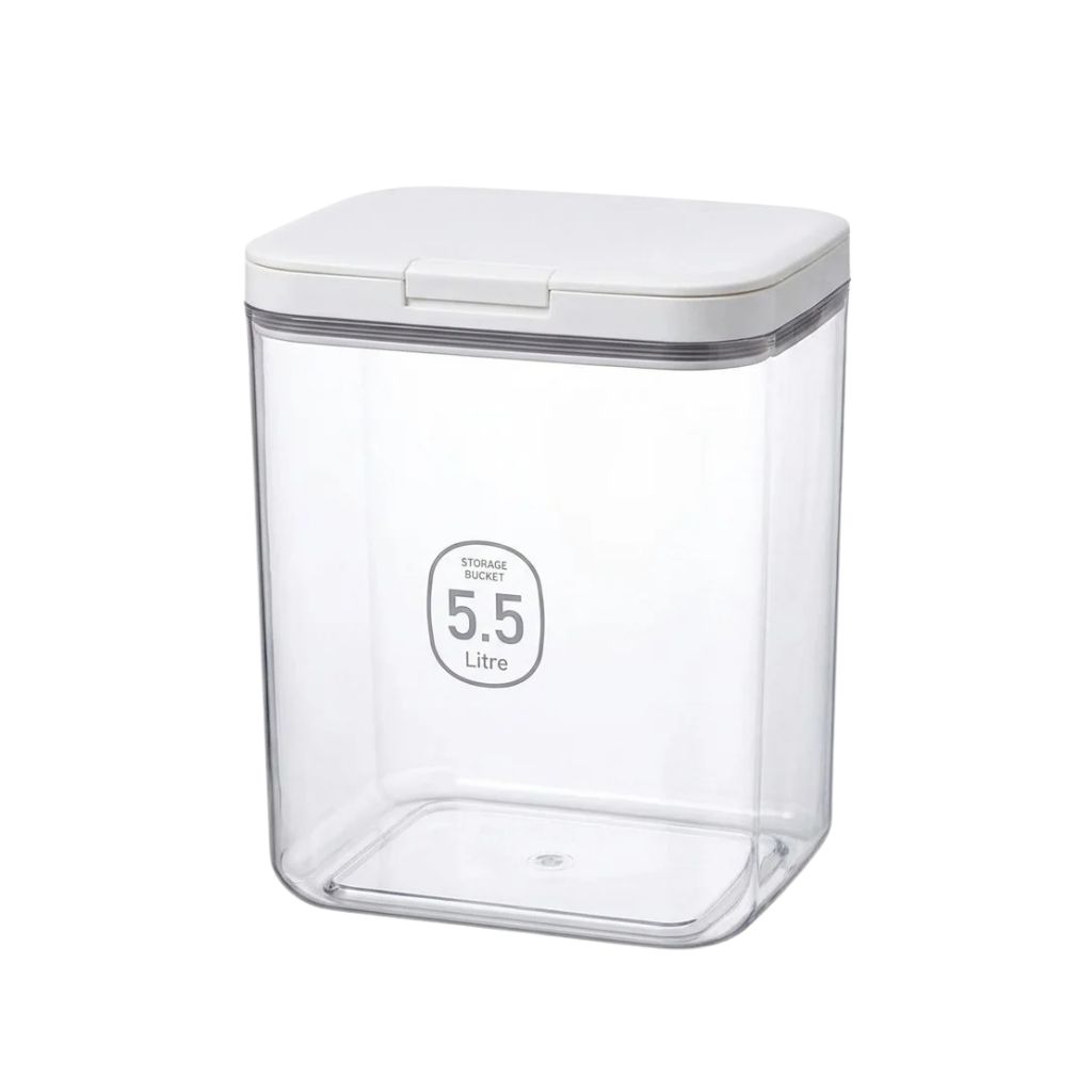 Storage Container 5.5L Airtight Plastic Flour Canister with Press Open Lid and Transparent Body
