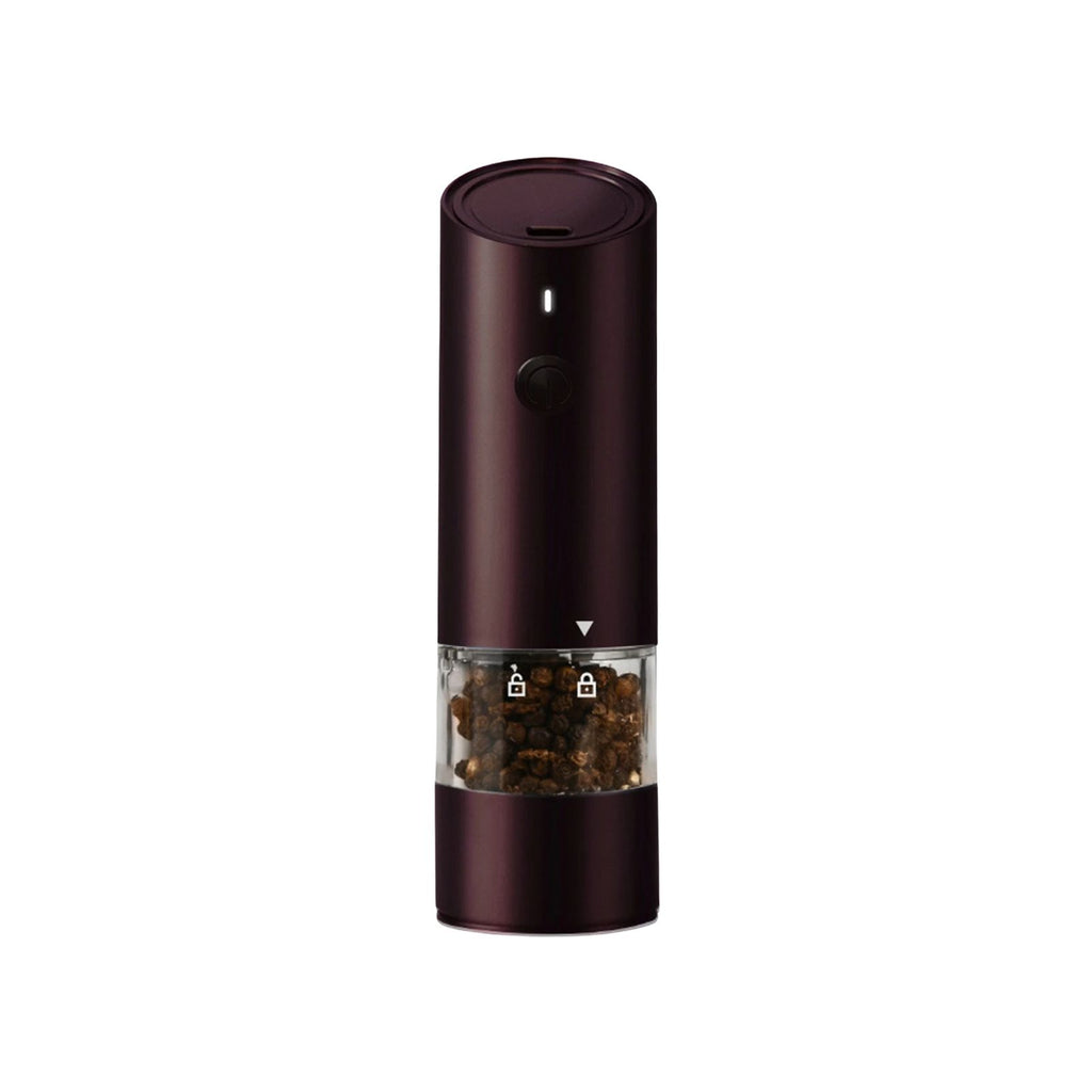 Electric Spice Mill 16.9 cm Rechargeable Adjustable Coarseness with Built-In Light - Black