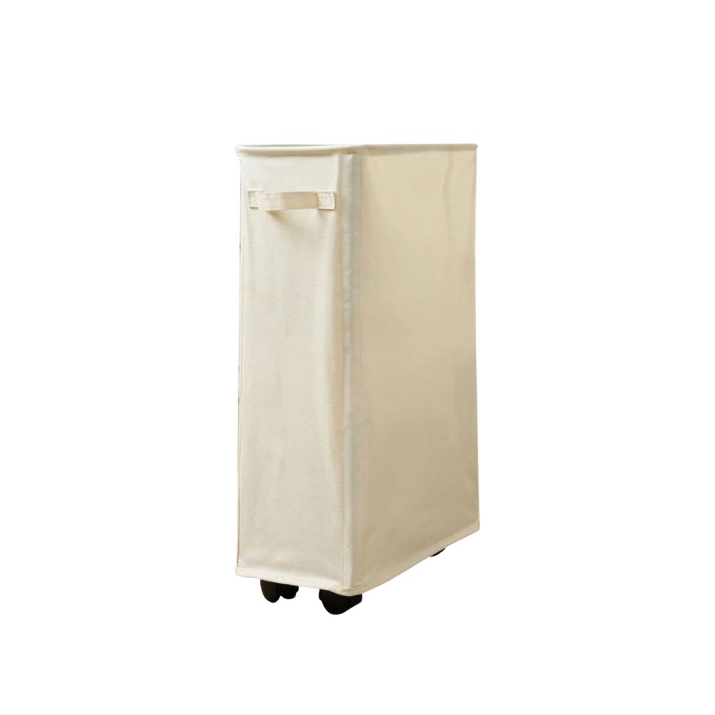 Laundry Basket on Wheels 35 × 20 × 40 cm Foldable Fabric Clothes Hamper - White