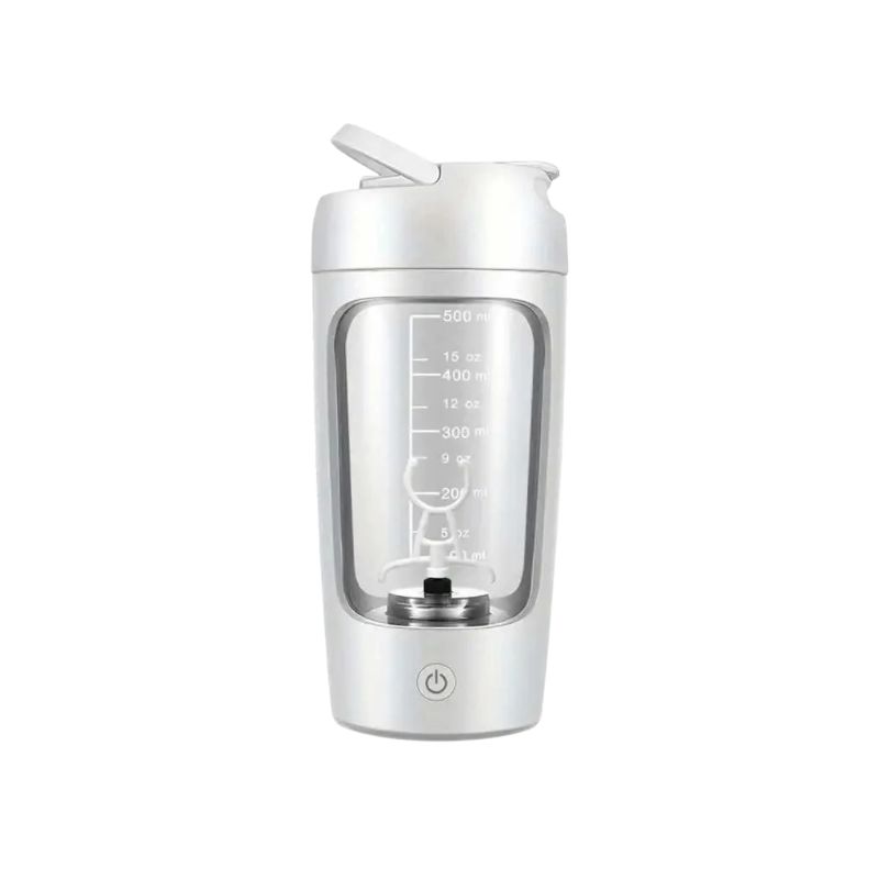 Electric Protein Shaker Bottle 500mL USB Rechargeable 7000RPM Automatic Mixer with Tritan Cup - White