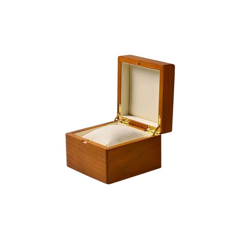 Watch Box Wooden Single Watch Storage Organiser with Soft Cushion - Black