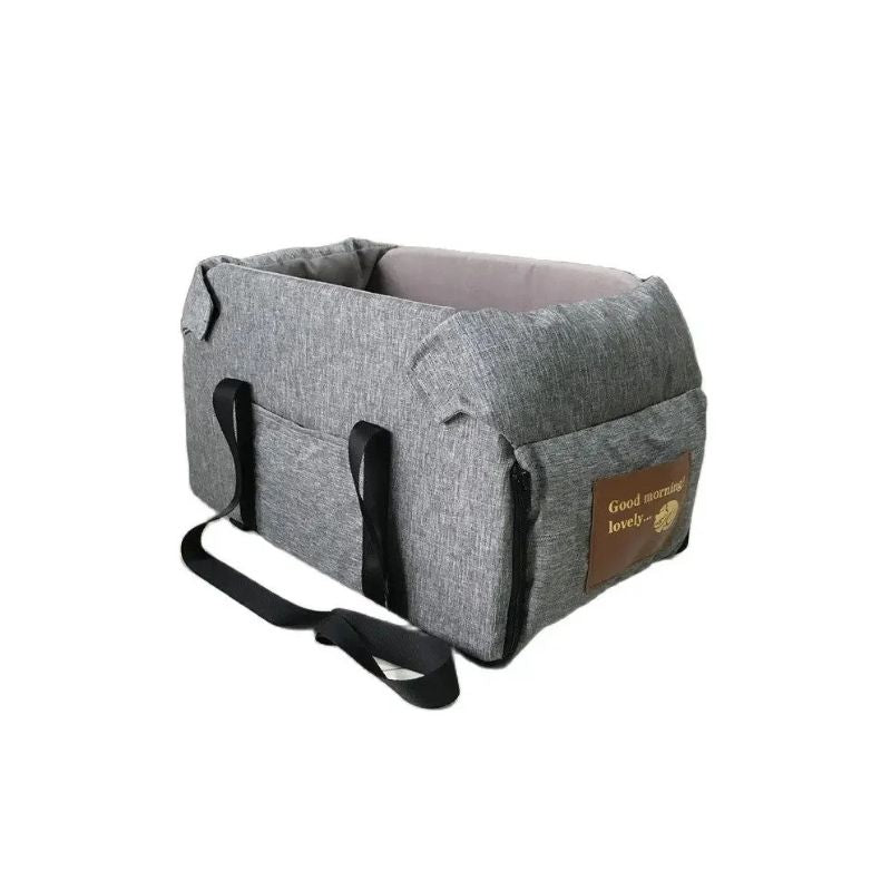 Pet Travel Carrier Portable Padded Oxford Fabric Vehicle Bed with Zipper - Beige