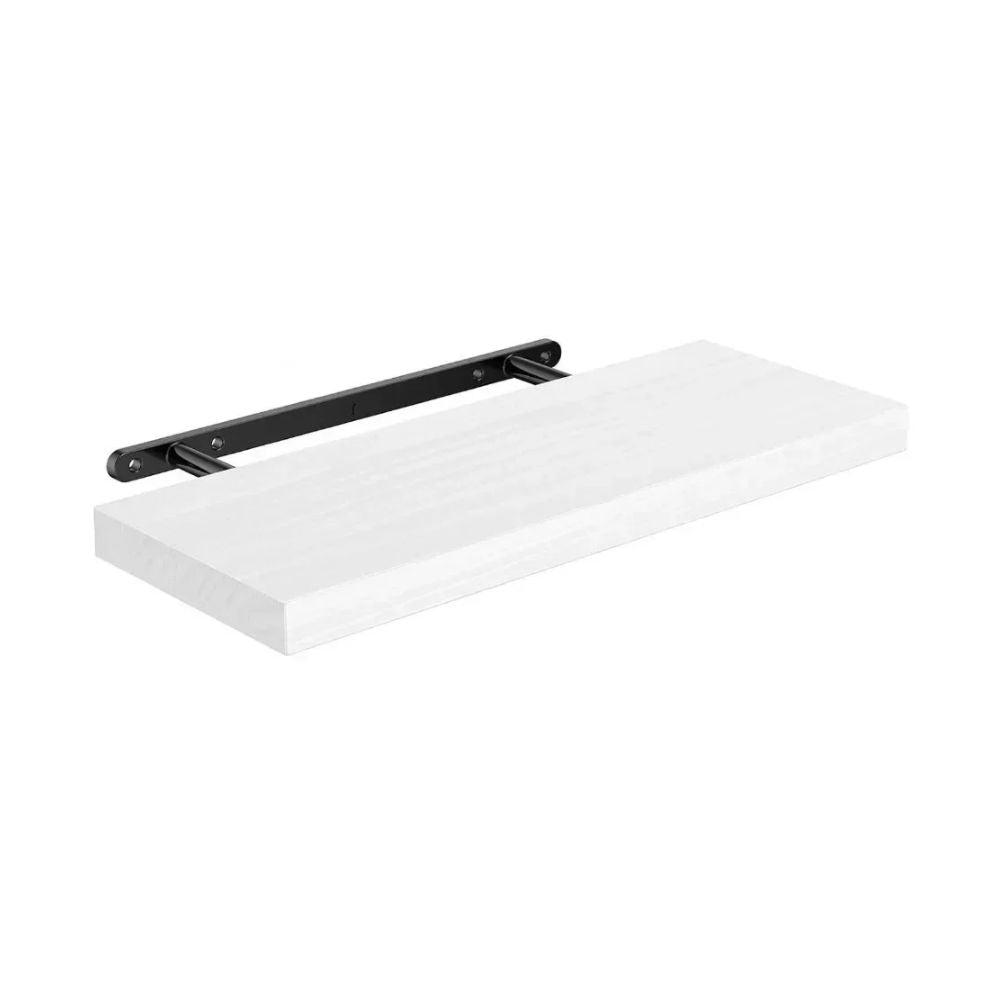 Floating Shelf Wooden Wall Mounted Storage Shelf with Iron Bracket - Black