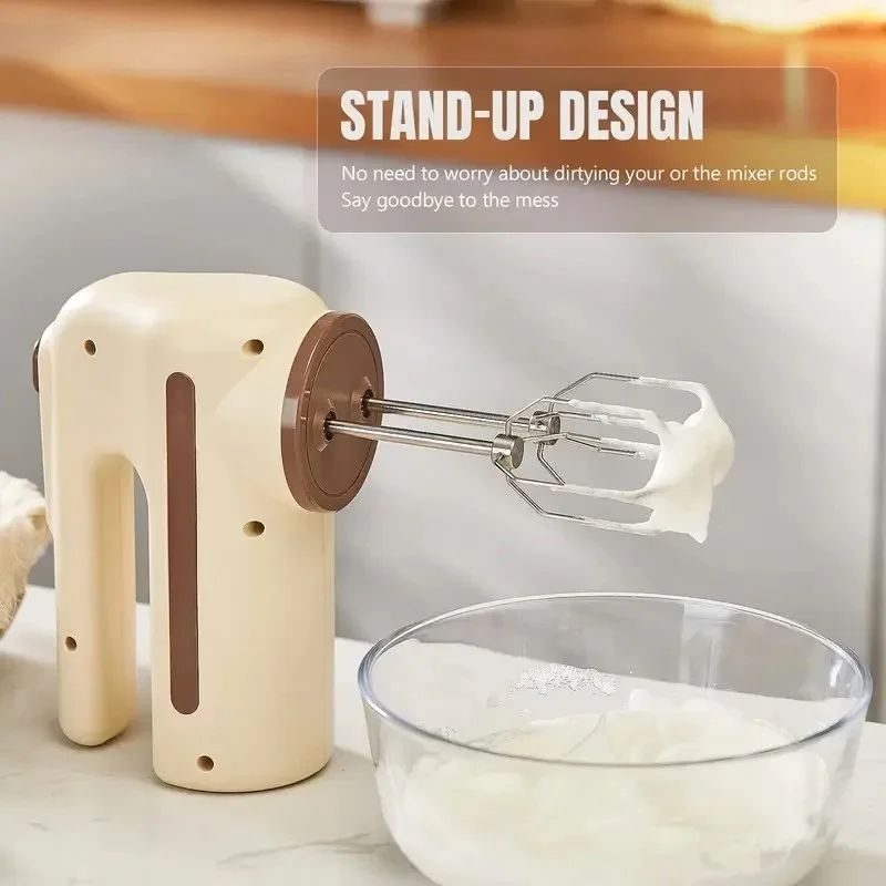 Hand Mixer 5 Speed Cordless Electric with 2 Detachable Stainless Steel Whisks - Green