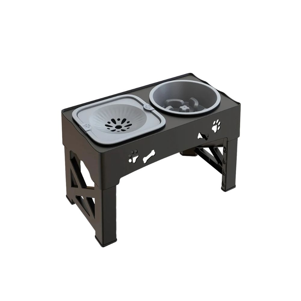 Pet Feeder Foldable Double Bowl with 5 Adjustable Heights