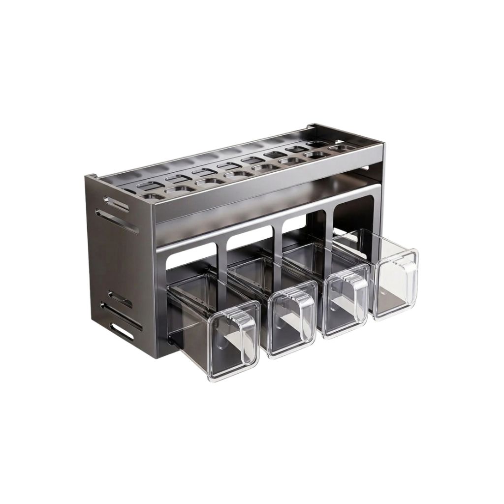 Spice Rack Kitchen Storage Organiser with Multi Level Jar Holder